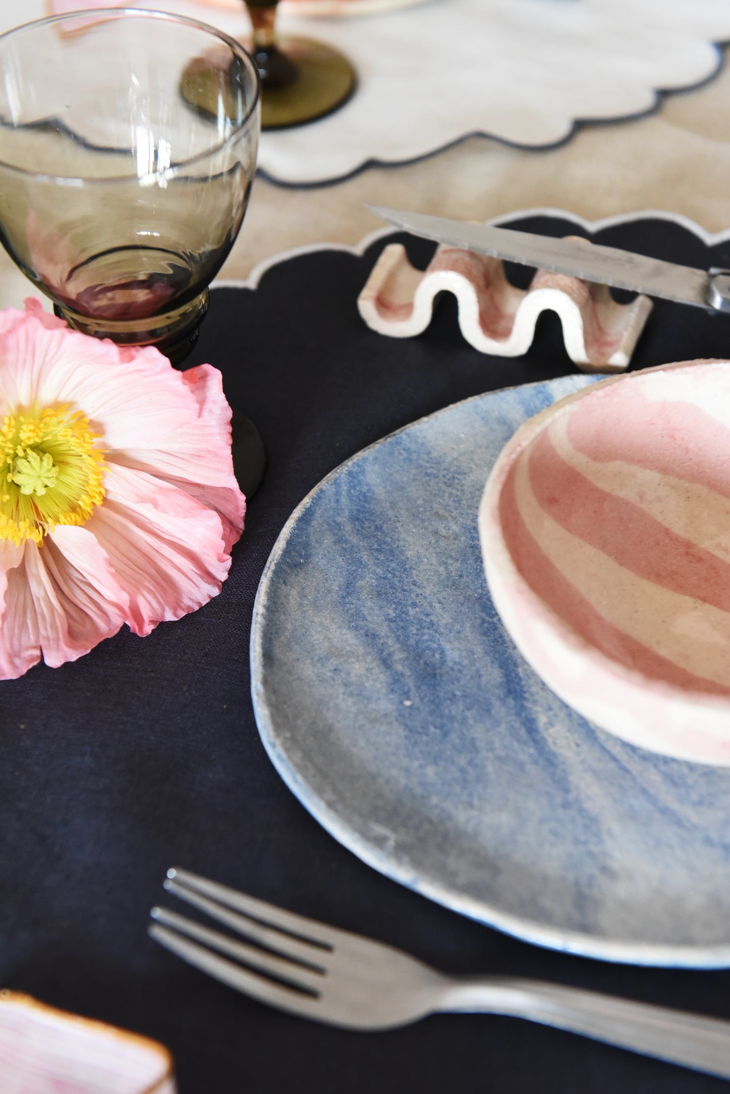 Assiettes bi-goût bleue