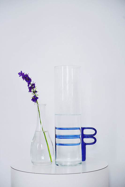 Vase méli-mélo allongé bleu cobalt