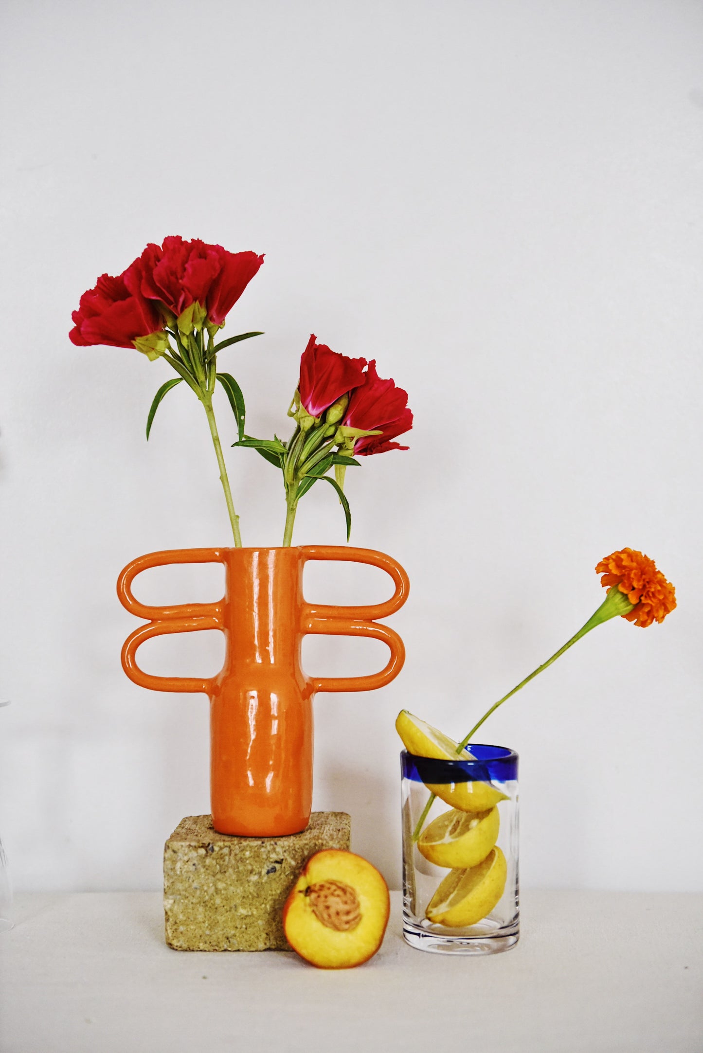 Vase méli-mélo allongé orange